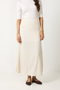 Viva Hw Ankle Linen Blend Skirt - Sandshell