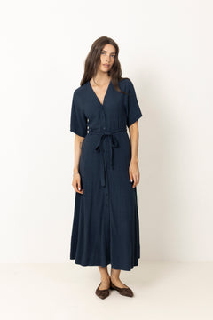 Viva Regular Linen Blend Dress - Dark Sapphire