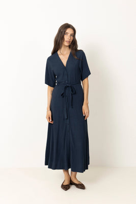 Viva Regular Linen Blend Dress - Dark Sapphire