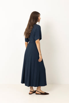 Viva Regular Linen Blend Dress - Dark Sapphire