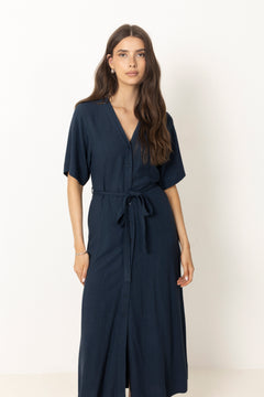 Viva Regular Linen Blend Dress - Dark Sapphire