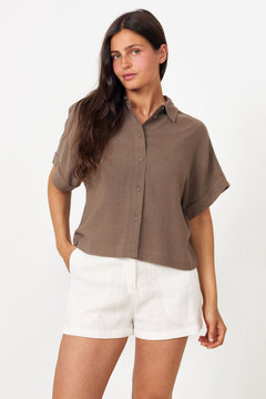 Viva Ss Cropped Sun Shirt - Chocolate Chip