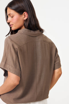 Viva Ss Cropped Sun Shirt - Chocolate Chip