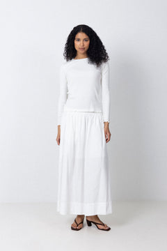 Blair Hw Ankle Slit Skirt - Bright White