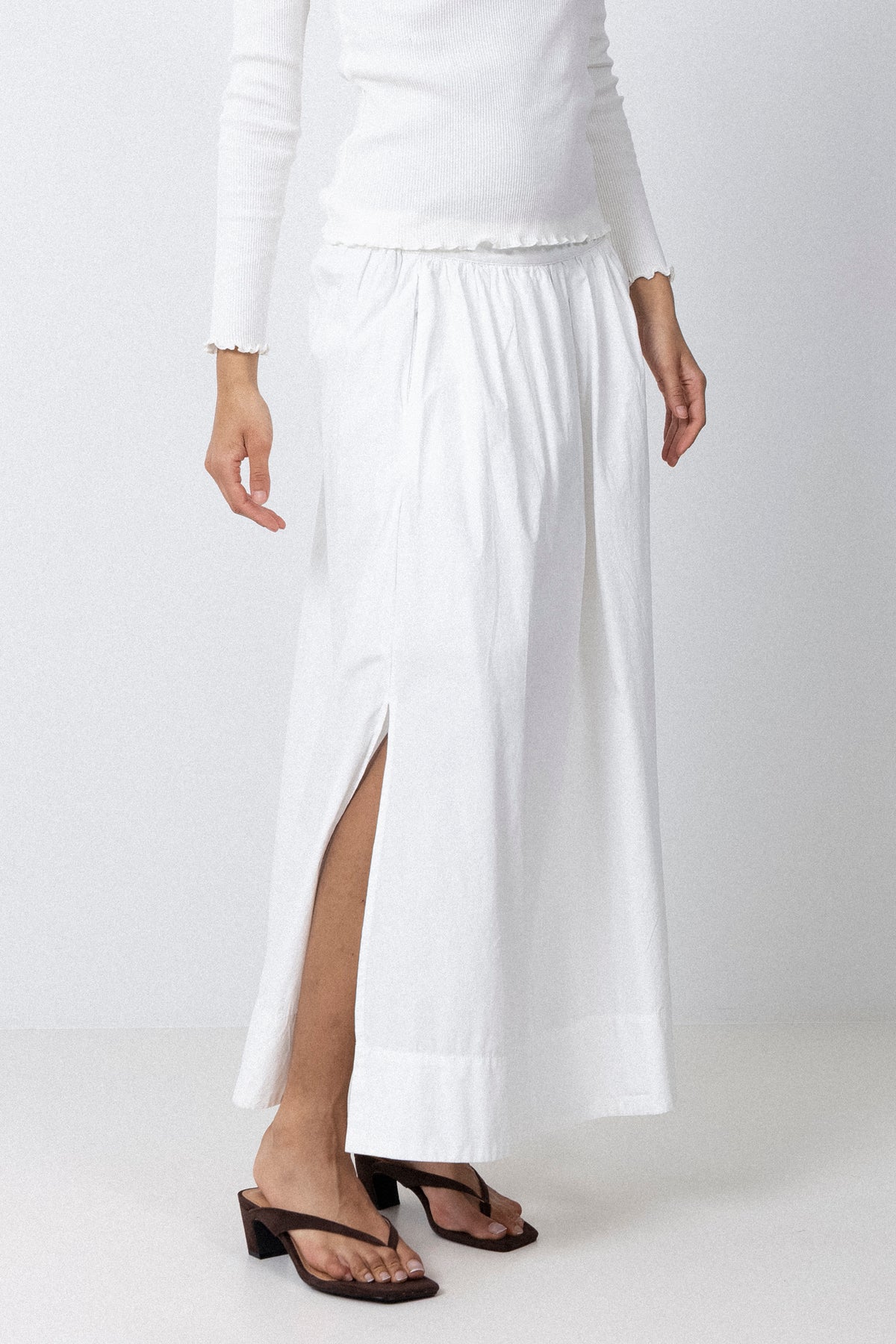 Blair Hw Ankle Slit Skirt - Bright White