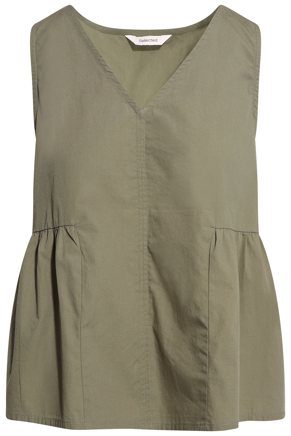 Blair SL V-Neck Peplum Top - Deep Lichen Green