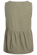 Blair Sl V-Neck Peplum Top - Deep Lichen Green