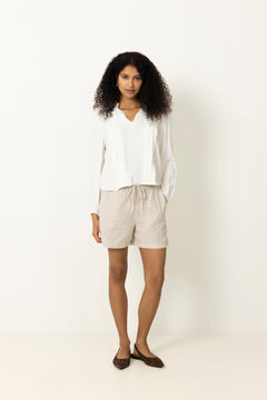 Luisa-Linnie Linen Blend Shorts - Sandshell
