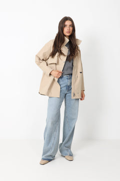 Scandi Trench Rain Coat - Sand Beige