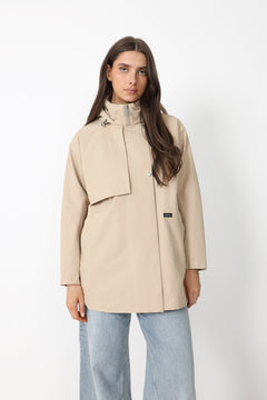 Scandi Trench Rain Coat - Sand Beige