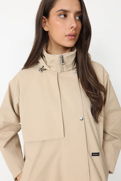 Scandi Trench Rain Coat - Sand Beige