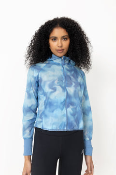 Breeze Printed Running Jacket - Breeze Blue Shadow