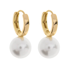 Essie - Pearl Hoop Earrings - Gold