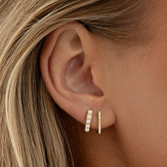 Essie - Pearl Hoop Stud Earrings - Gold