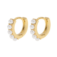 Essie - Pearl Hoop Stud Earrings - Gold