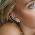 Juliette - Cute Pearl Bow Stud Earrings - Gold