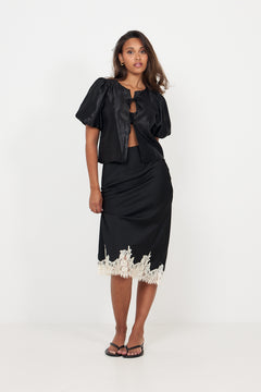 Stinalill Satin Lace Skirt - Black