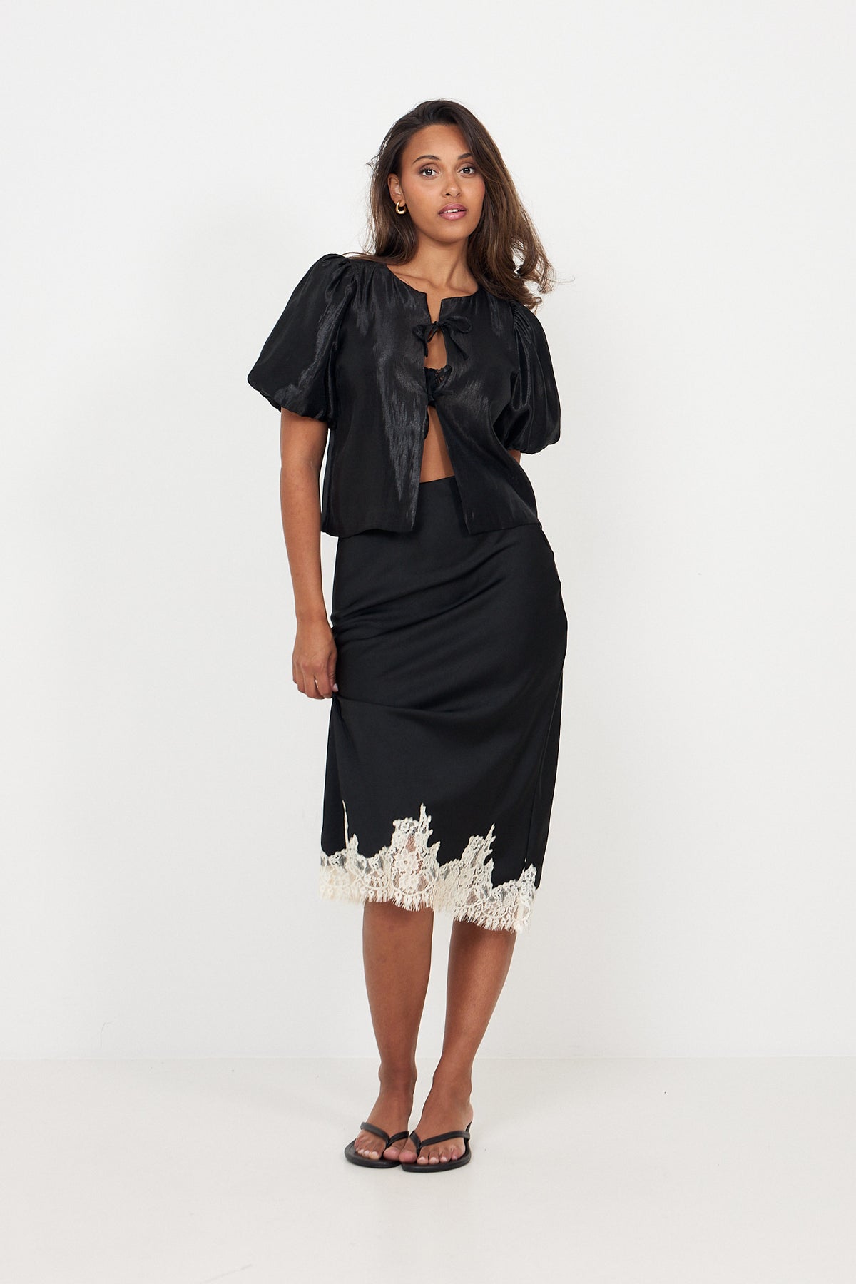 Stinalill Satin Lace Kjol - Svart