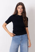 Marianne Rib Tee - Dark Navy