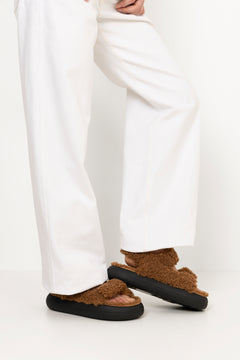 Mb Shearling Sandal - Cognac
