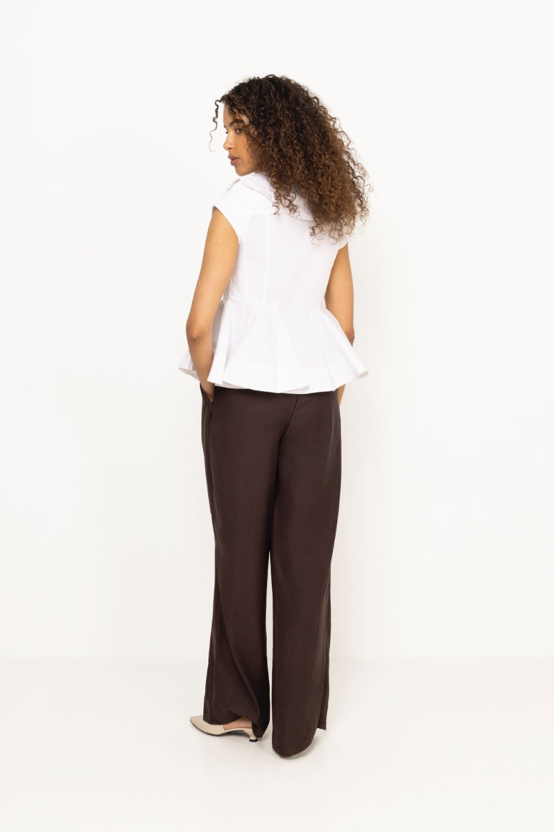 Stretch Cotton Peter Pan Collar Shirt - Bright White