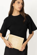 Mim Straw Clutch - Beige