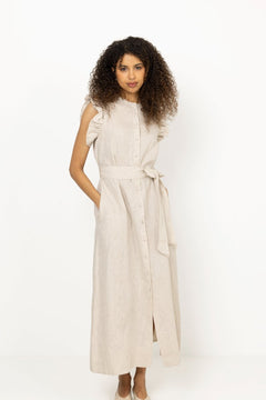 Pam Linen Dress - Beige Melange