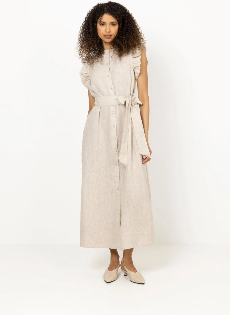 Pam Linen Dress - Beige Melange