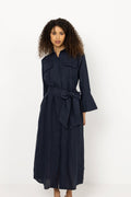 Linny Linen Dress - Navy