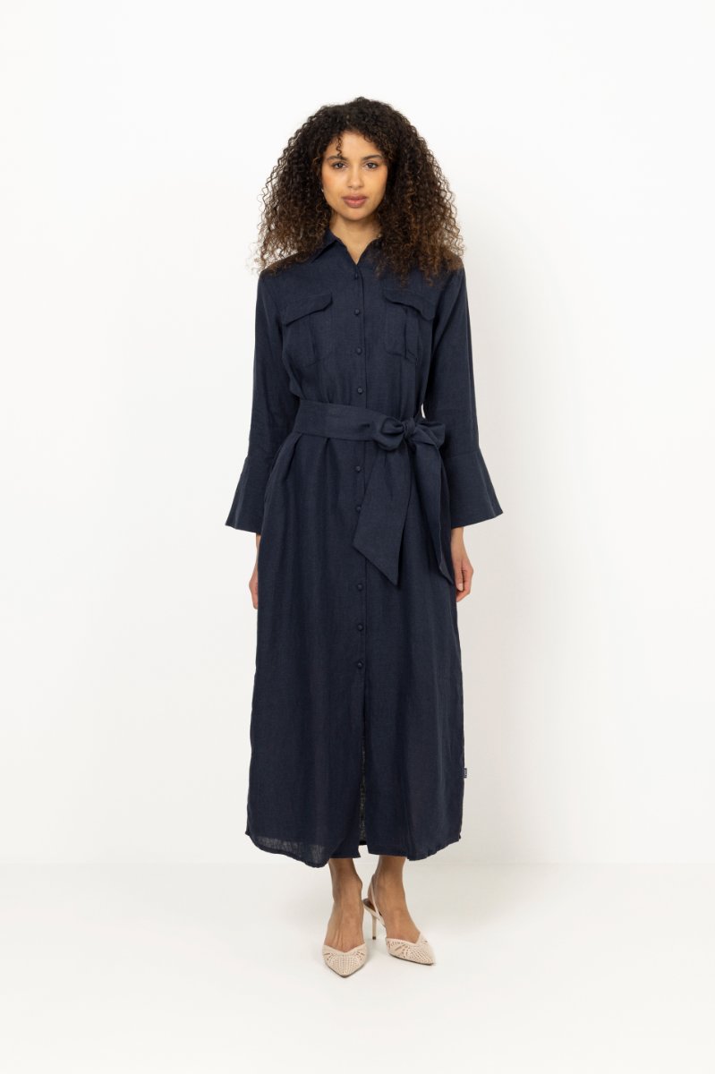 Linny Linen Dress - Navy