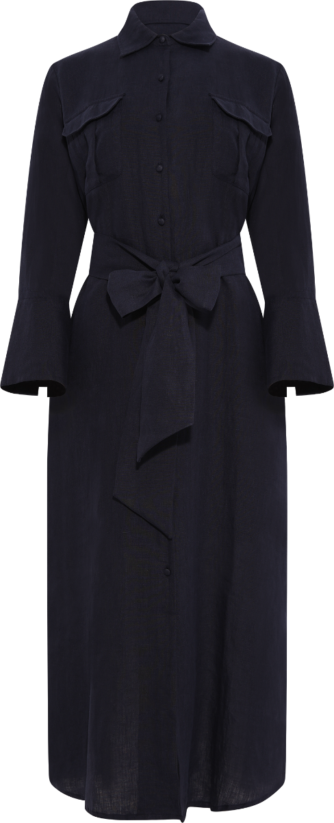 Linny Linen Dress - Navy