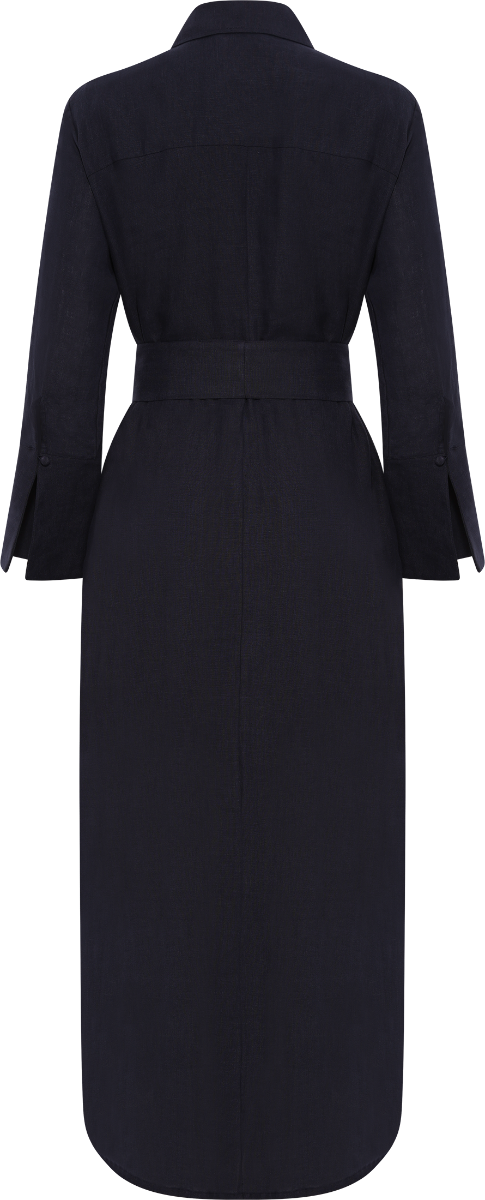 Linny Linen Dress - Navy