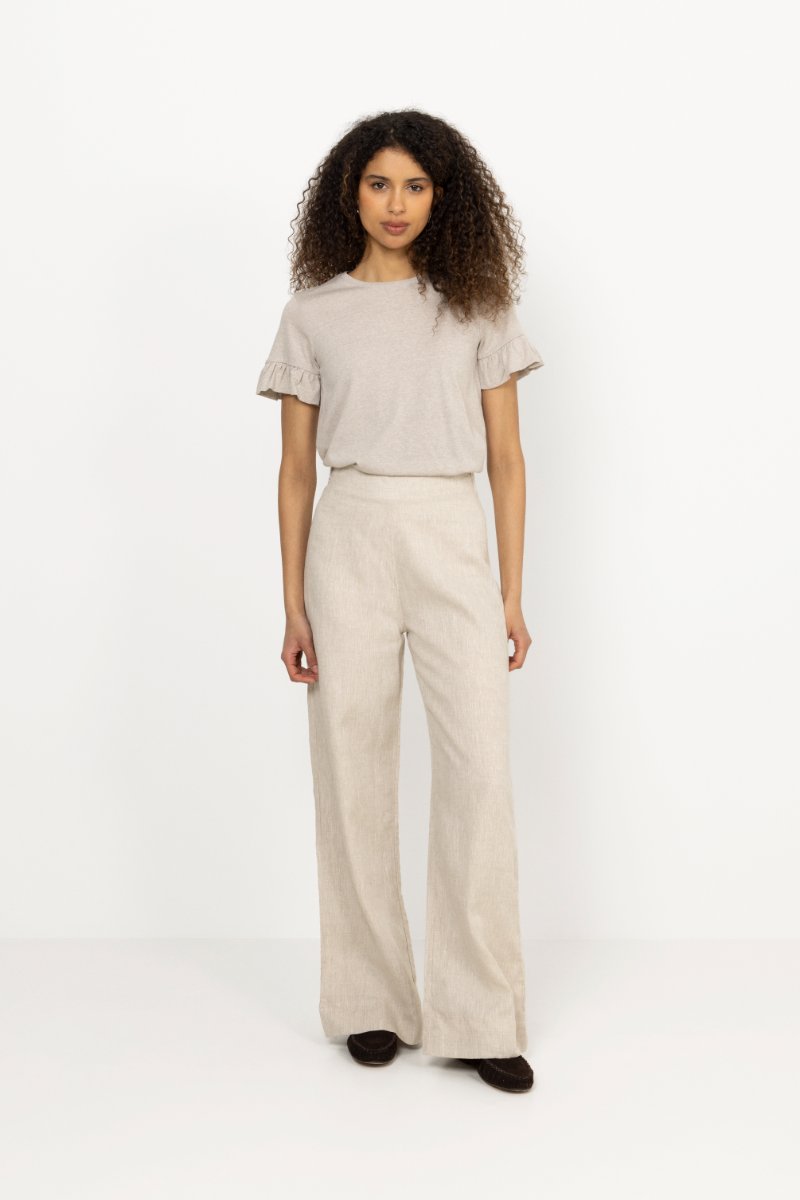Molly Linen Pants - Beige Melange