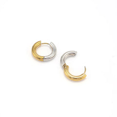 Lyn - Gold And Silver Duo Hoop Earrings Stainless - Gold