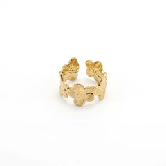 Ruta - Flower Adjustable Ring Stainless Steel - Gold