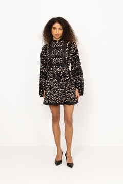 Lita Dress - Black Pink Roses