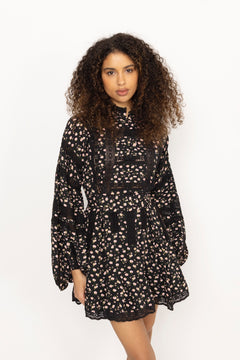 Lita Dress - Black Pink Roses