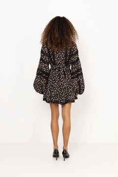 Lita Dress - Black Pink Roses