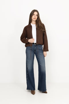 Yasnoel Suede Leather Bomber Jacket - Ex - Pinecone