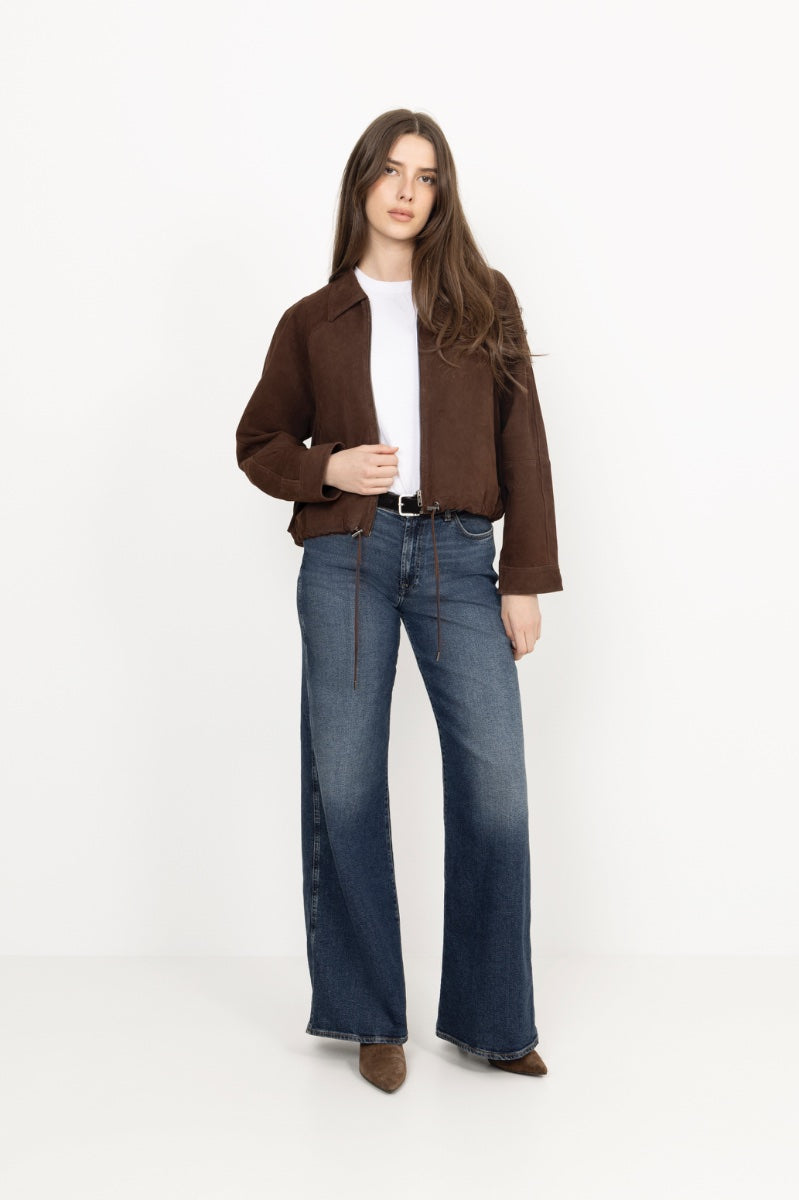 Yasnoel Suede Leather Bomber Jacket - Ex - Pinecone