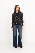 Yassomelli Ls Shirt - Ex - Black Flower Print
