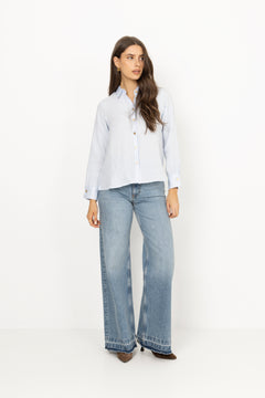 Nenne Linen Blouse - Ice Blue