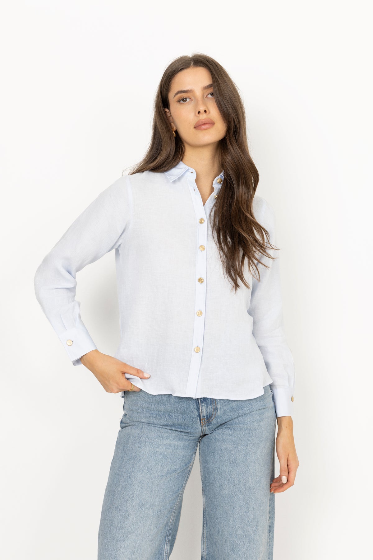 Nenne Linen Blouse - Ice Blue