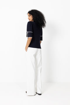 Malia Top - Marine/Ecru