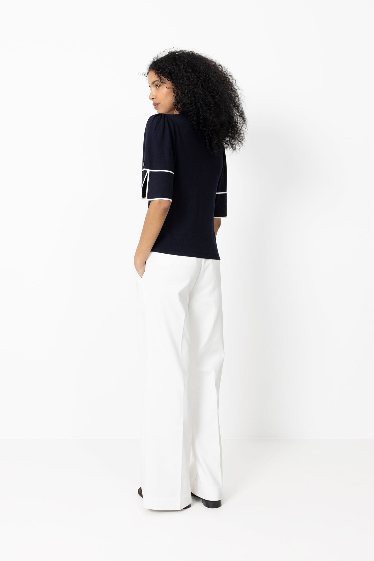 Malia Top - Marine/Ecru