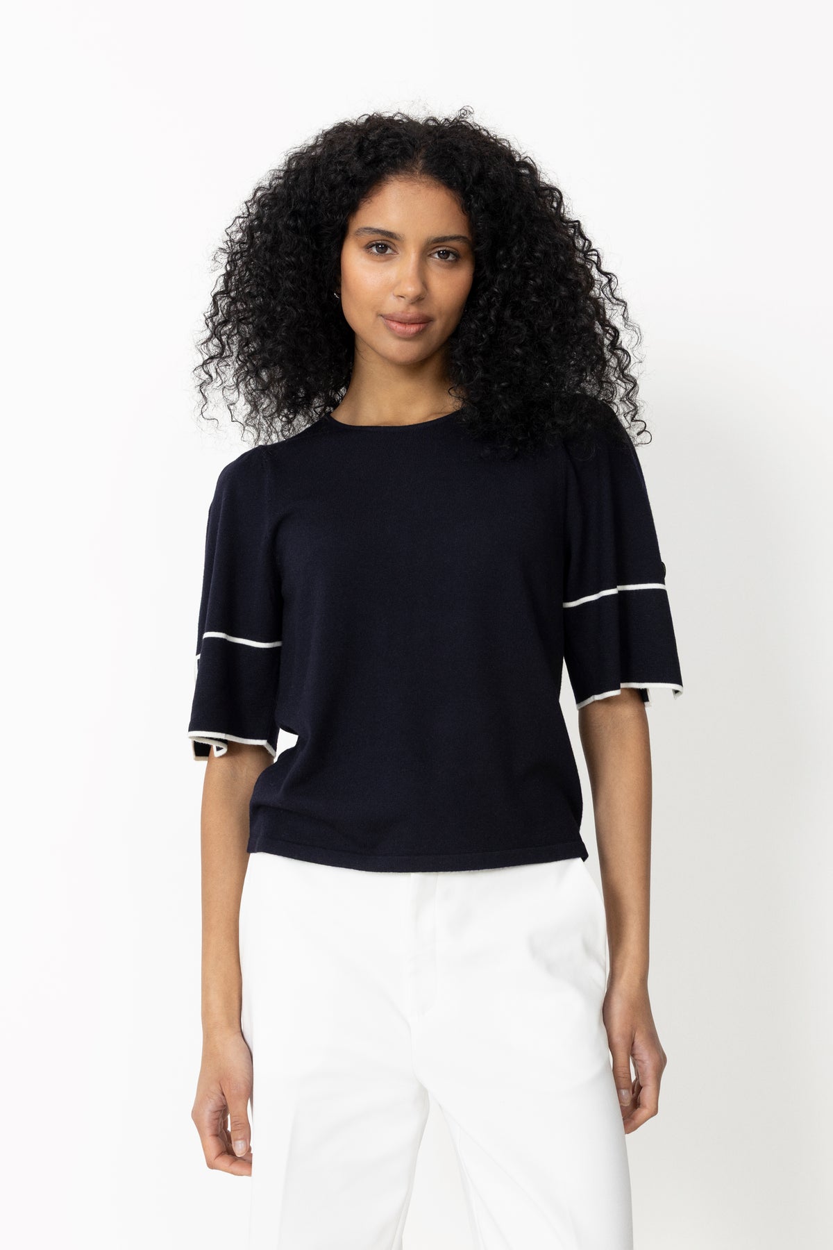 Malia Top - Marine/Ecru