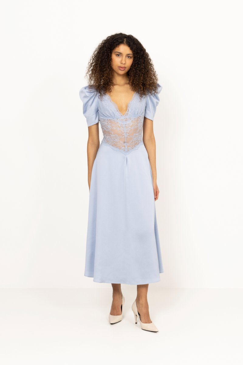 Francis Lace Midi Dress - Light Blue