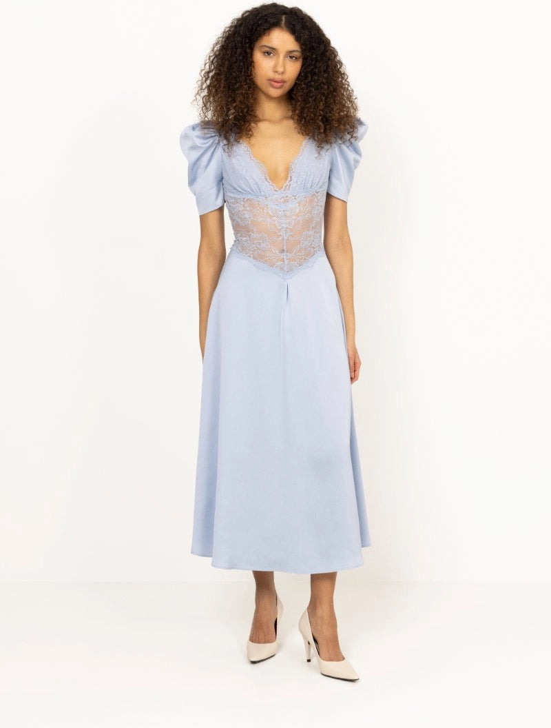 Francis Lace Midi Dress - Light Blue
