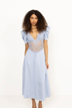 Francis Lace Midi Dress - Light Blue