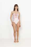 Mandy Bamboo-Ring Bandeau Swimsuit - Tulip Pink
